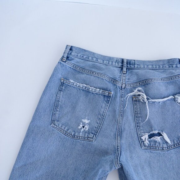 Agolde Los Angeles Loose Distressed 100% Cotton Light Wash Blue Denim 90s Jeans - Picture 14 of 14